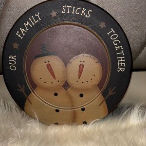 Festive Snowman Family Wall Plaque